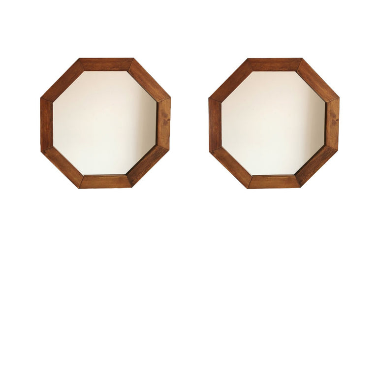 Set van 2 wandspiegels Hexa dennenhout