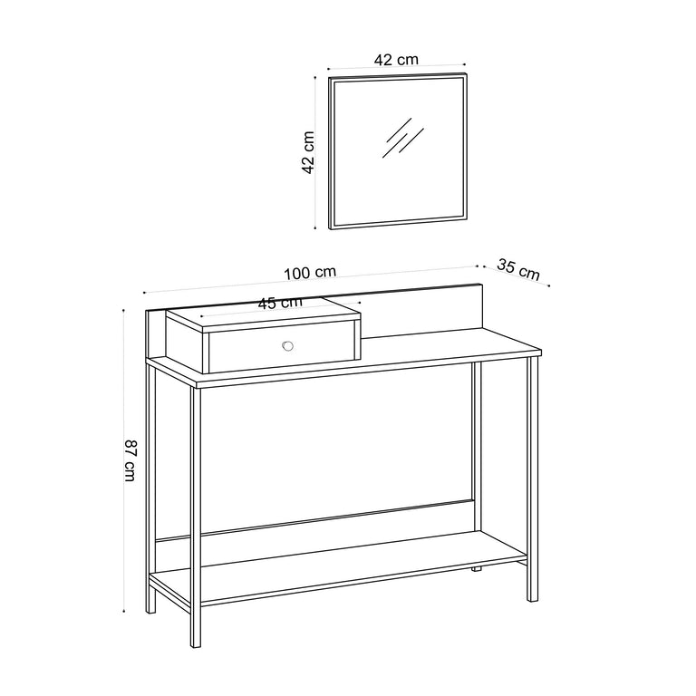 Wandtafel Jan met spiegel