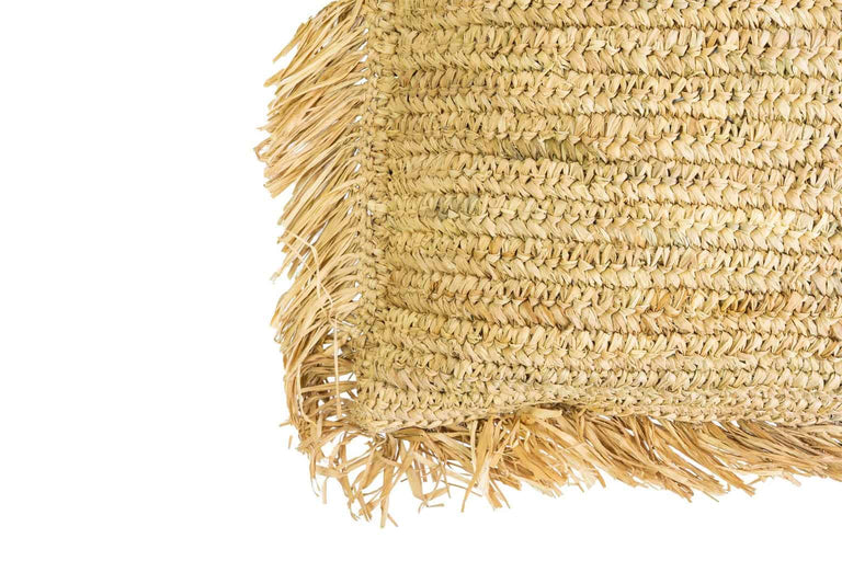 Sierkussen raffia vierkant