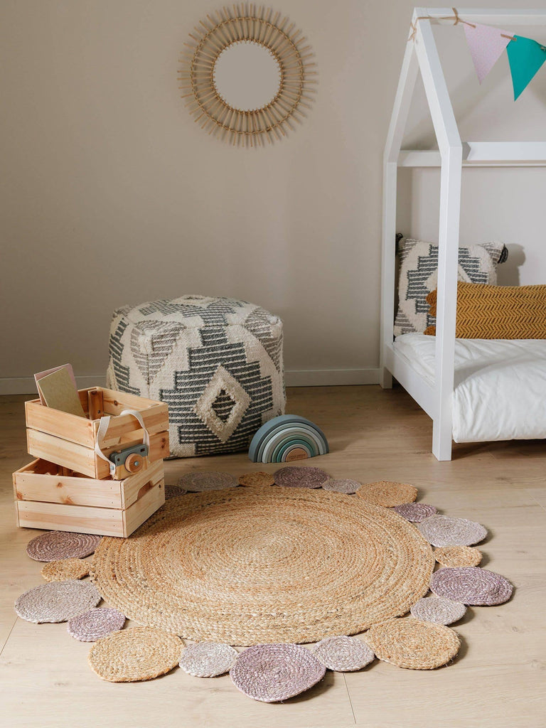 Kindervloerkleed Bubbles jute rond