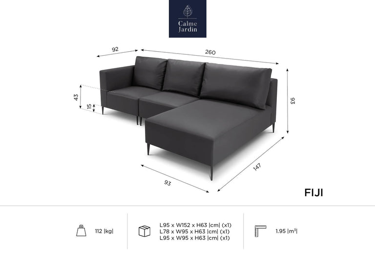 Outdoor 3-zits loungebank Fiji rechts