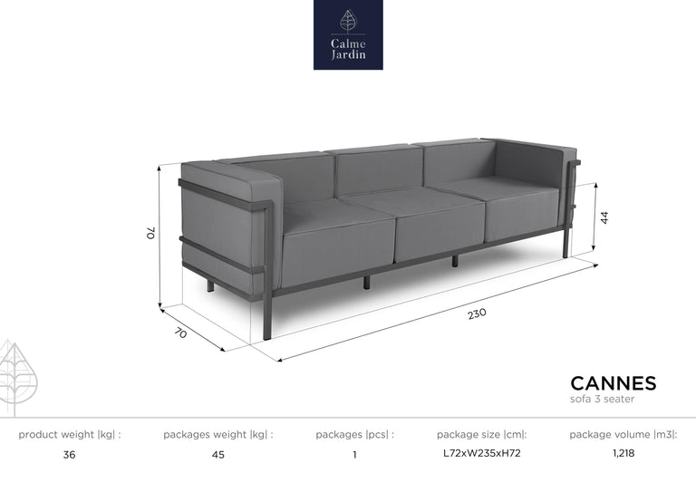 Outdoor 3-zitsbank Cannes