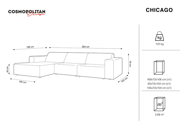 Hoekbank Chicago links velvet