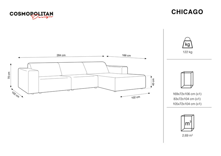 Hoekbank Chicago rechts velvet