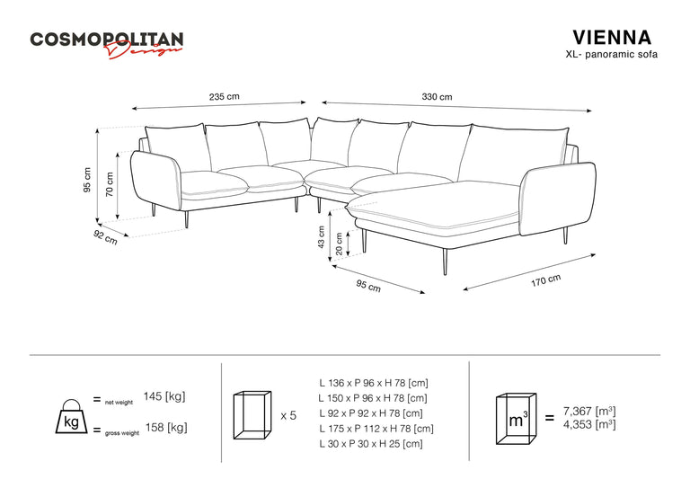 Hoekbank Vienna links velvet