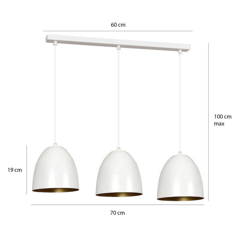 3-lichts hanglamp Lenox Gold