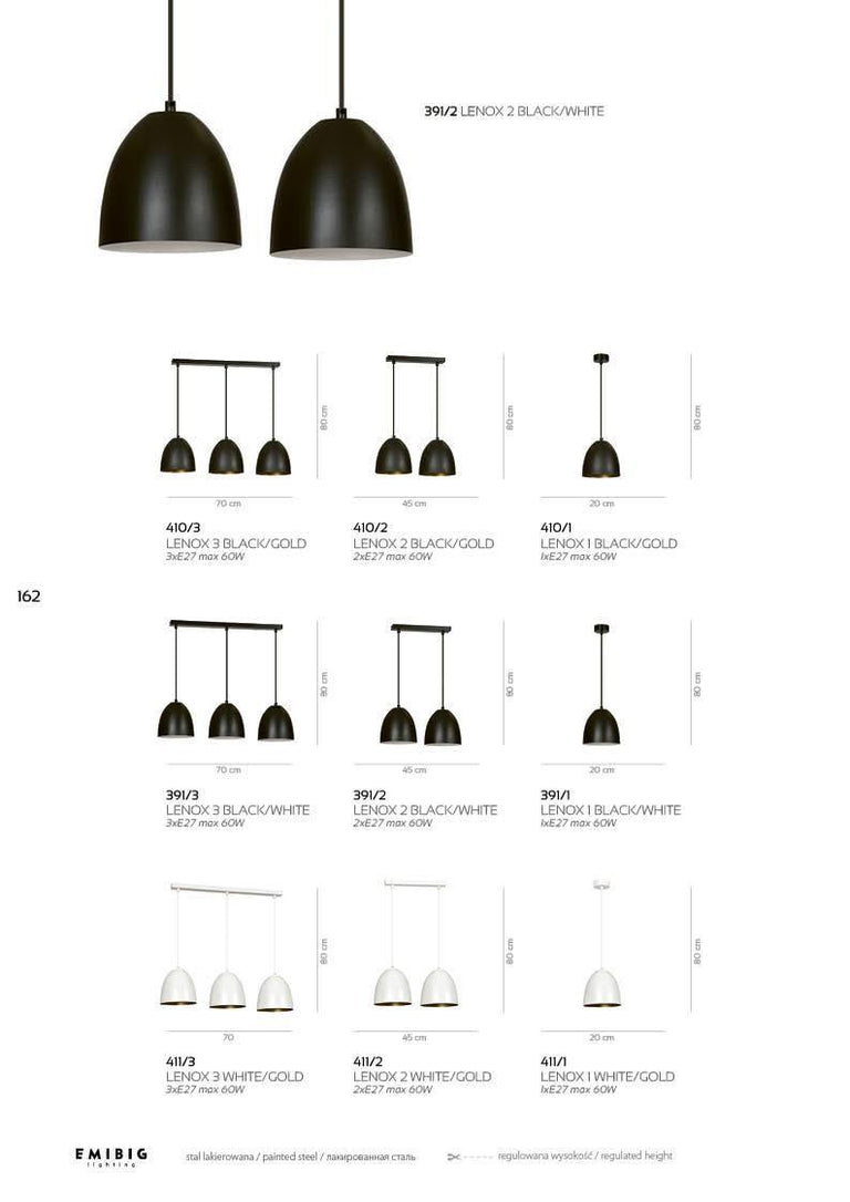 3-lichts hanglamp Lenox Gold