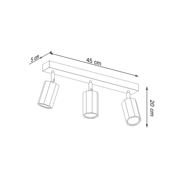 3-lichts plafondlamp Zeke