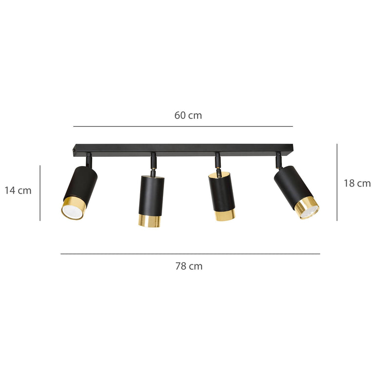 4-lichts plafondlamp Haru