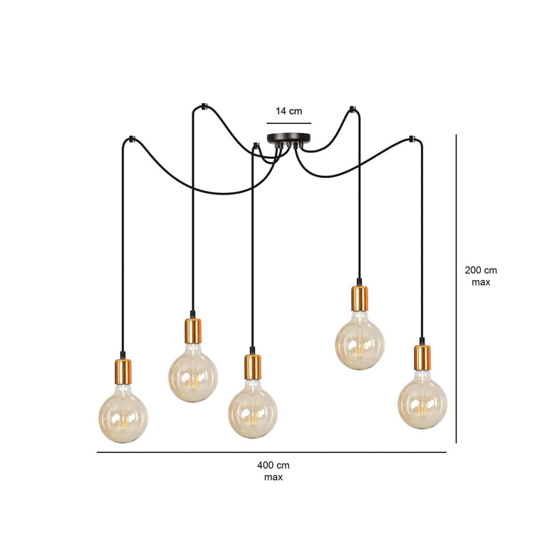 5-lichts hanglamp Igneo