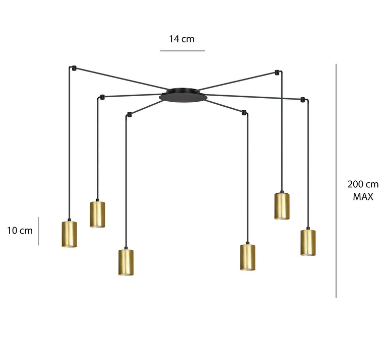 6- lichts hanglamp Tracy