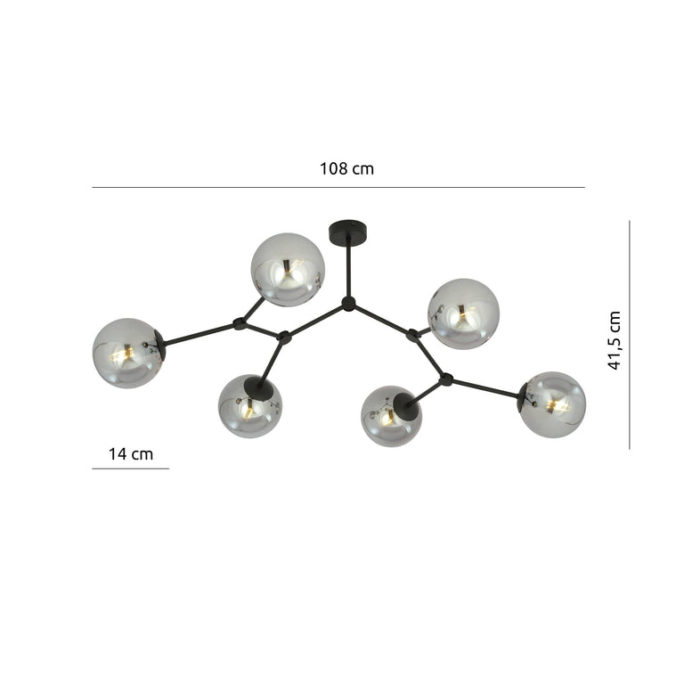 6-lichts pafondlamp Stratos