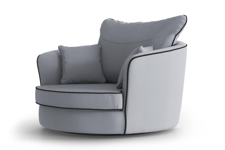 Fauteuil Vendôme linnen draaibaar met contrast piping