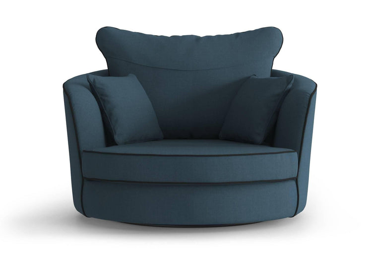 Fauteuil Vendôme linnen draaibaar met contrast piping