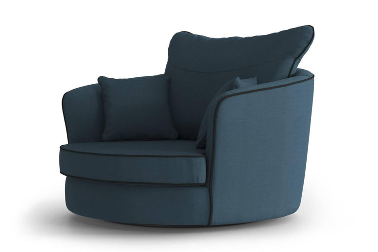 Fauteuil Vendôme linnen draaibaar met contrast piping