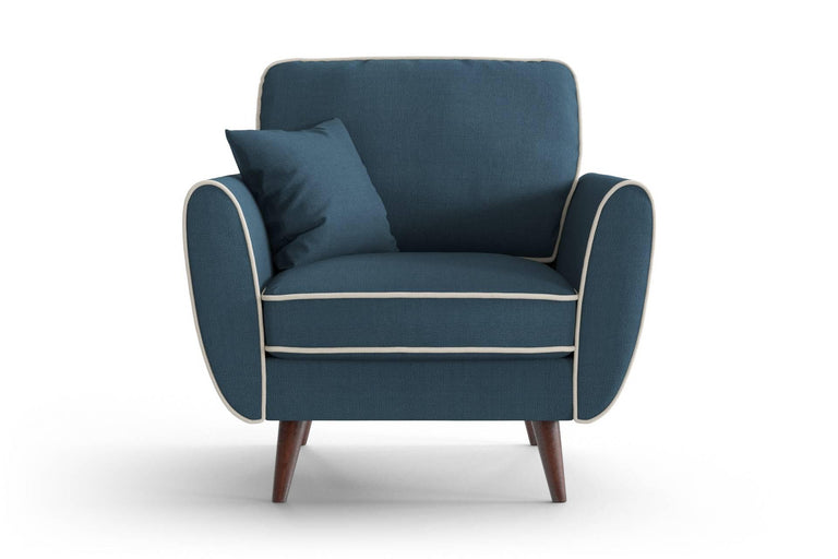 Fauteuil Zara linnen met contrast piping