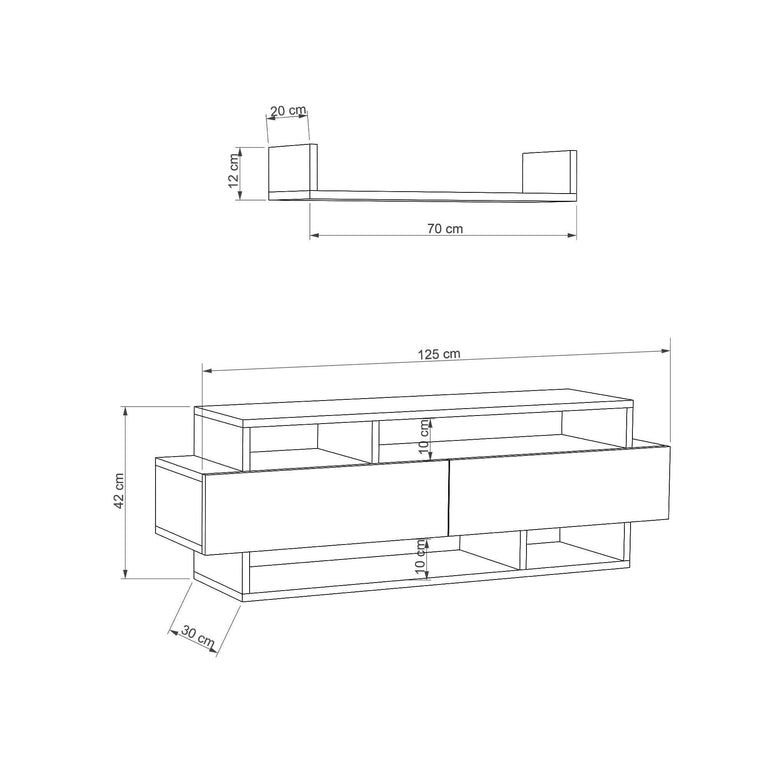 TV-meubel met wandplank Nadia