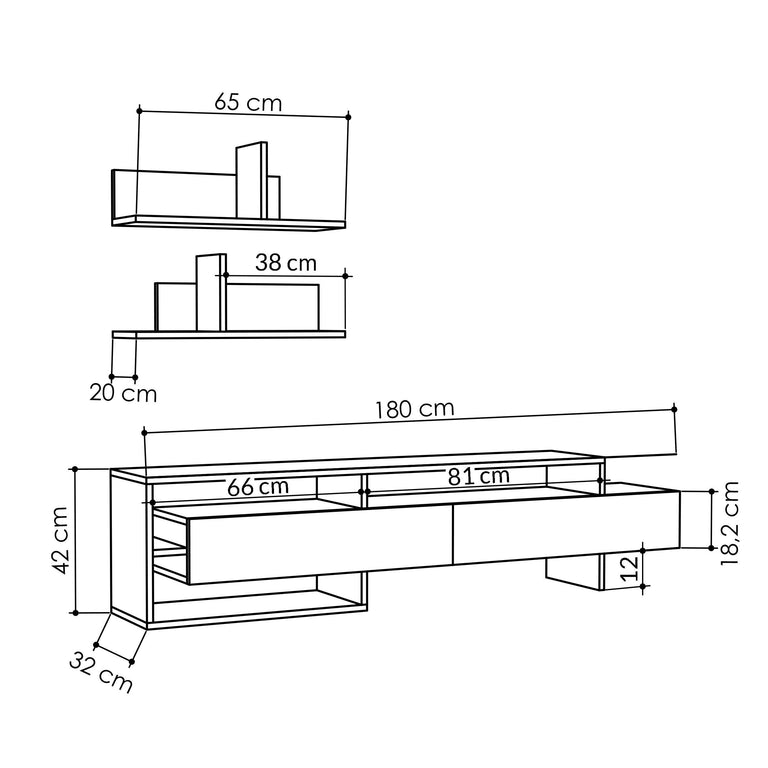 TV-meubel met wandplanken Lois