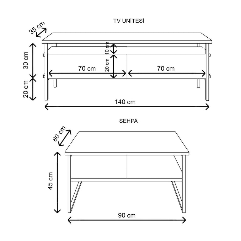 Set van TV-meubel en salontafel Mara