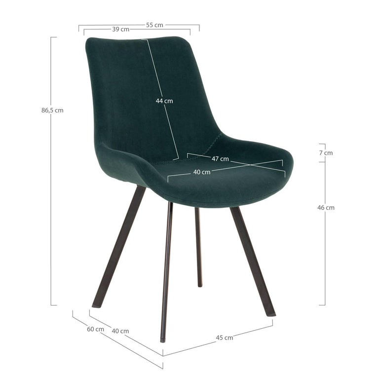 Set van 2 eetkamerstoelen Memphis velvet