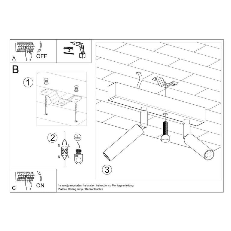 2-lichts plafondlamp Eyetech