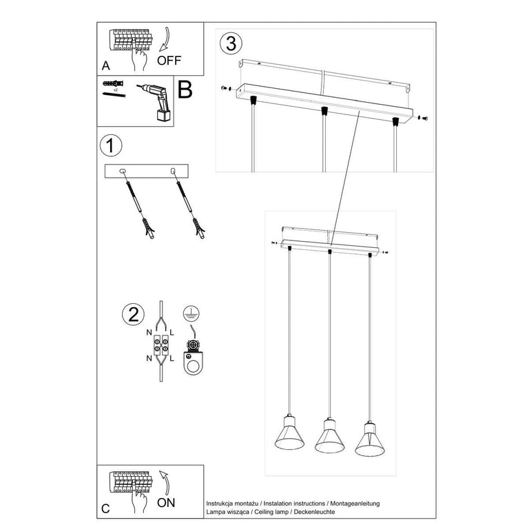 3-lichts hanglamp Taleja met Es111 fitting