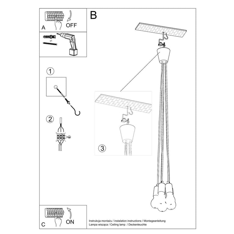 5-lichts hanglamp Diego