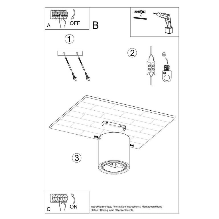 Plafondlamp Cullo beton