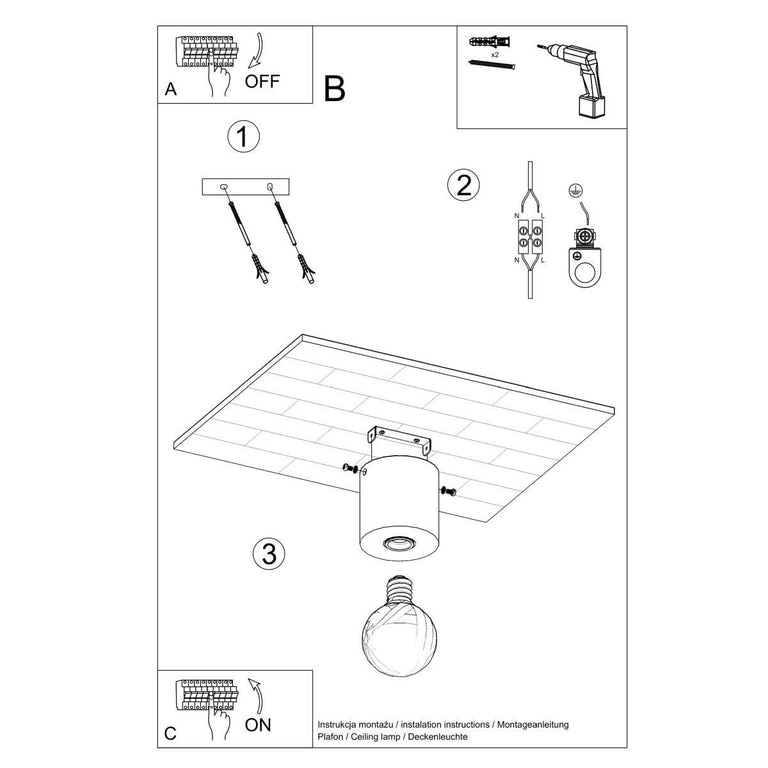 Plafondlamp Salgado beton