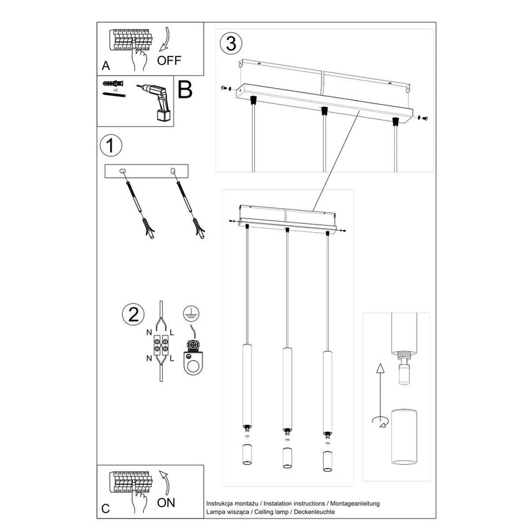 Set van 3 hanglampen Wezyr