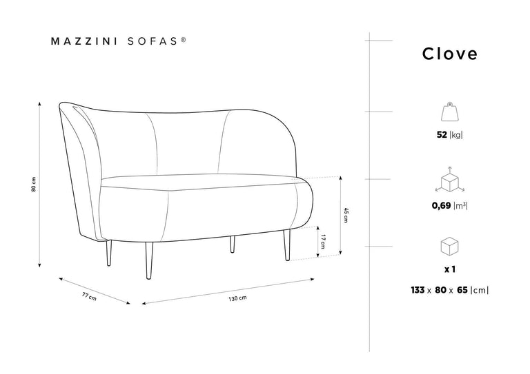 2-zitsbank Clove bouclé