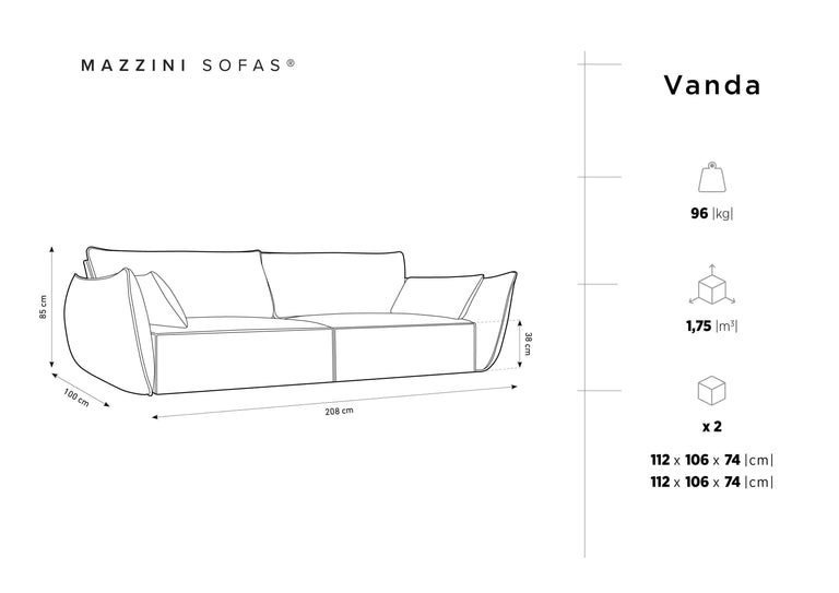 3-zitsbank Vanda chenille