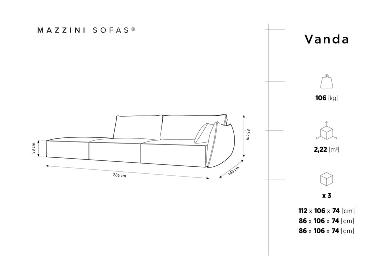 4-zitsbank Vanda links chenille