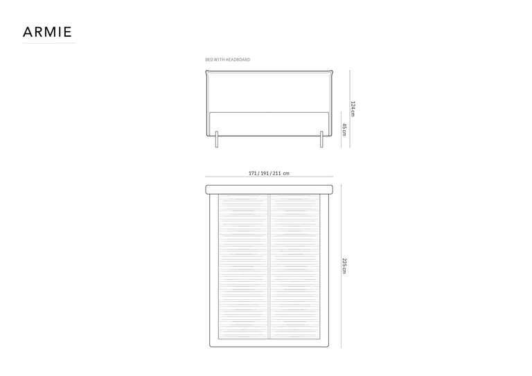 Bedframe Armie bouclé met opbergruimte