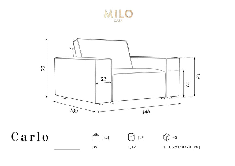 Loveseat Carlo ribstof