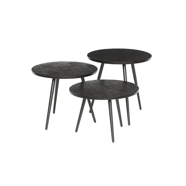 Set van 3 salontafels Delano teakhout rond