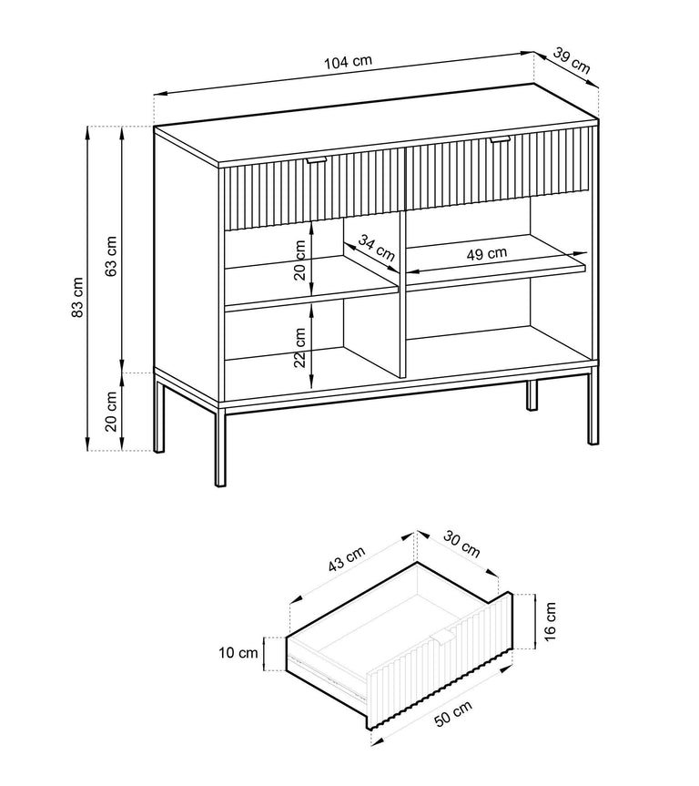 Dressoir Louis 2 deurs 2 lades