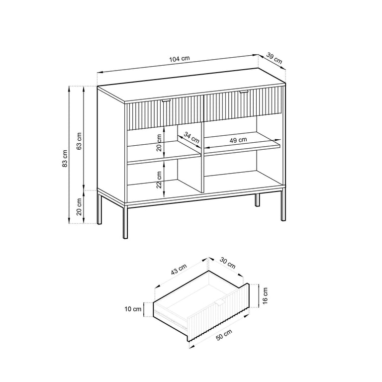 Dressoir Louis 2 deurs 2 lades