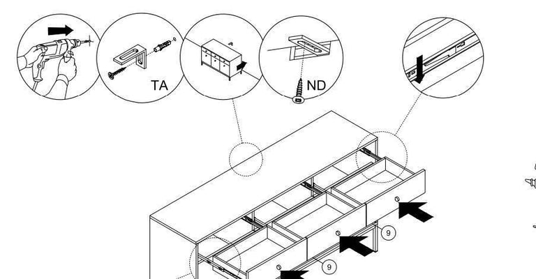 Dressoir Monique 3 deurs 3 lades