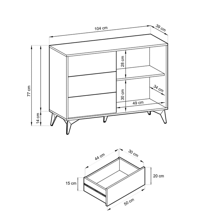 Dressoir Renée 3 lades 1 deur