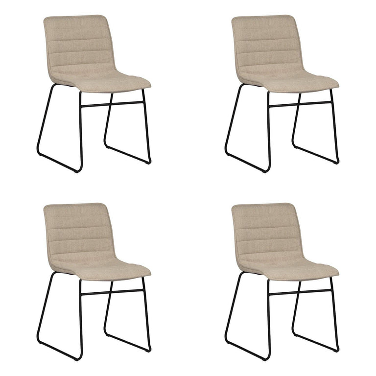 Set van 4 eetkamerstoelen Ripple chenille