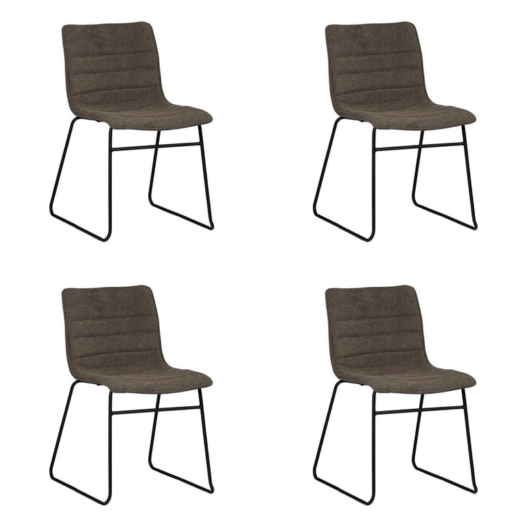 Set van 4 eetkamerstoelen Ripple chenille