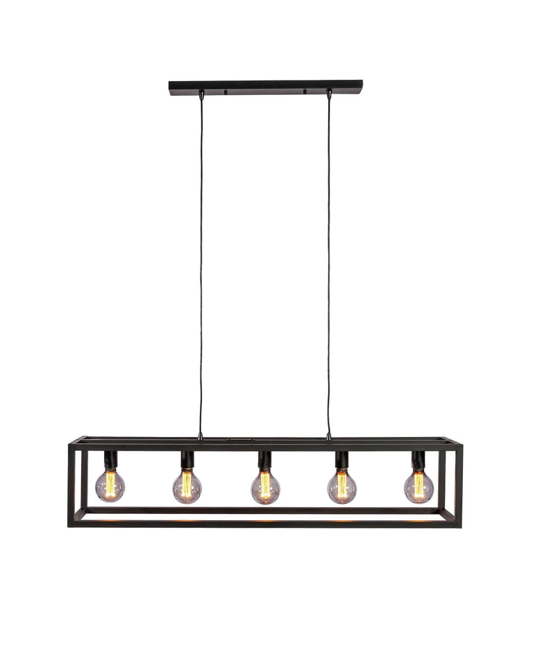 Zwarte hanglamp eettafel frame Charlie 5-lichts