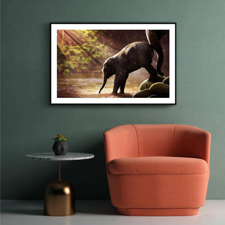 Canvas schilderij Baby Olifant