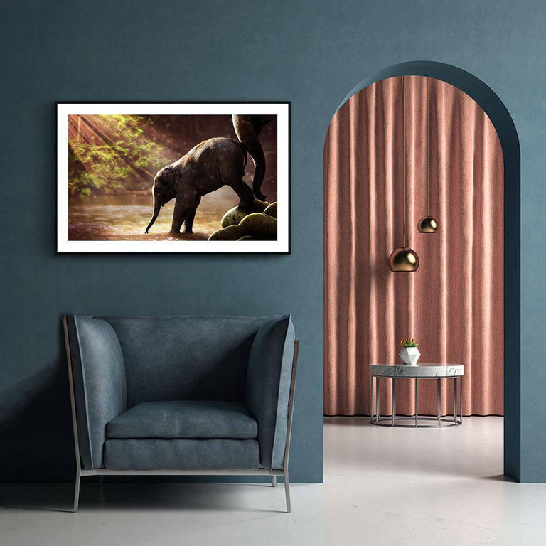 Canvas schilderij Baby Olifant