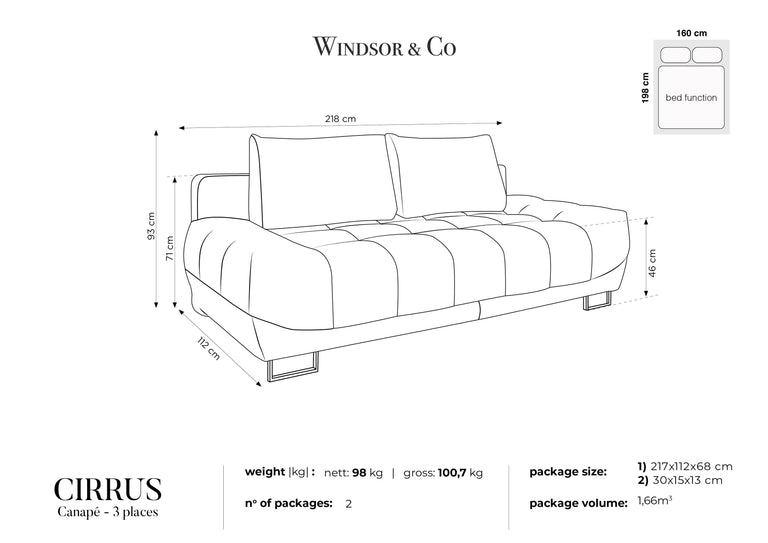 3-zitsslaapbank Cirrus velvet