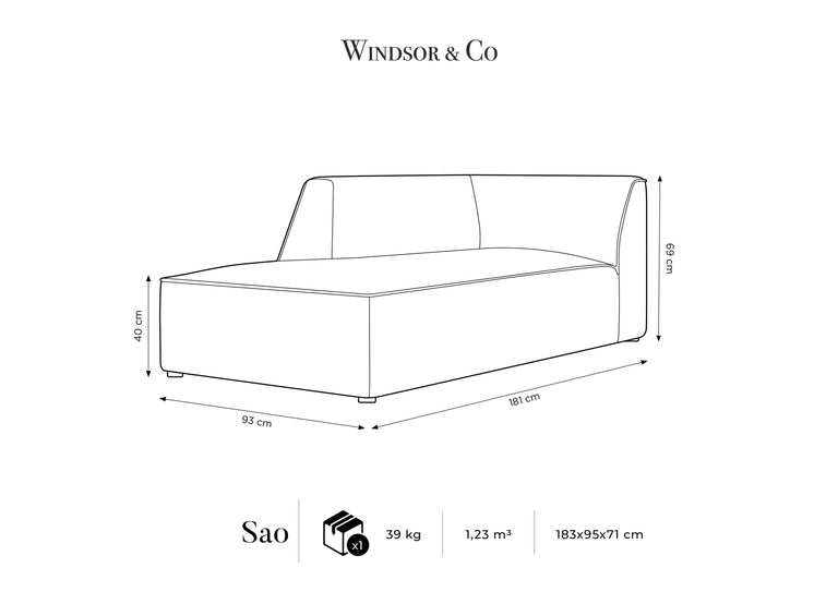 Chaise longue Sao ribstof links