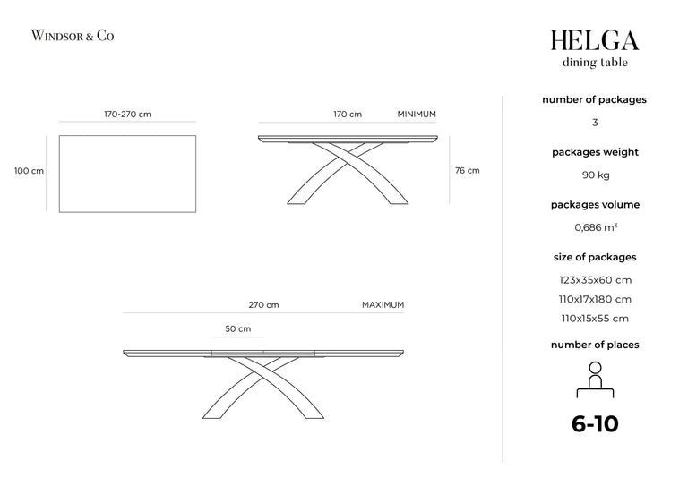 Eettafel Helga uitschuifbaar